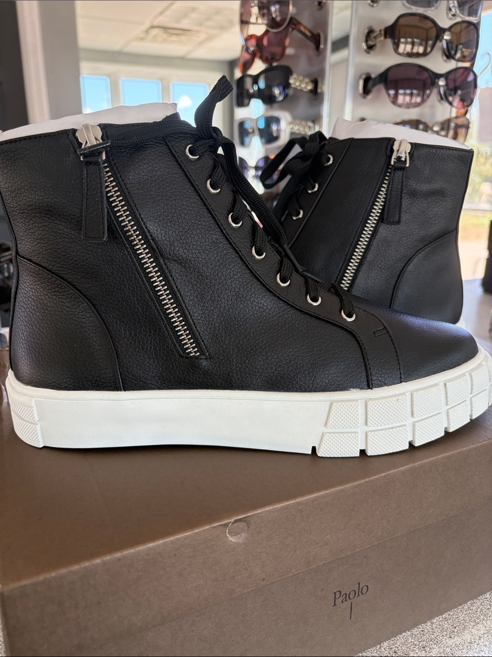 Paolo Black High-Top Sneakers with White Platform Sole